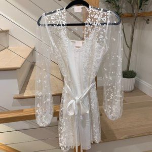 LeRose Bridal Robe - CAMILE SPOT LACE ROBE - INCLUDES SLIP